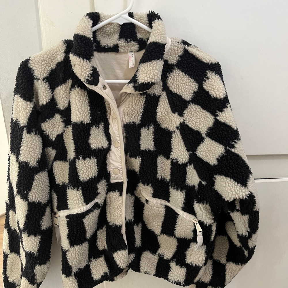 Free People Movement Checkered Black and White Women's Jacket - Picture 4 of 7